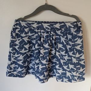 MINI BODEN - Toddler dungaree skirt with bird print - Size 2-3T